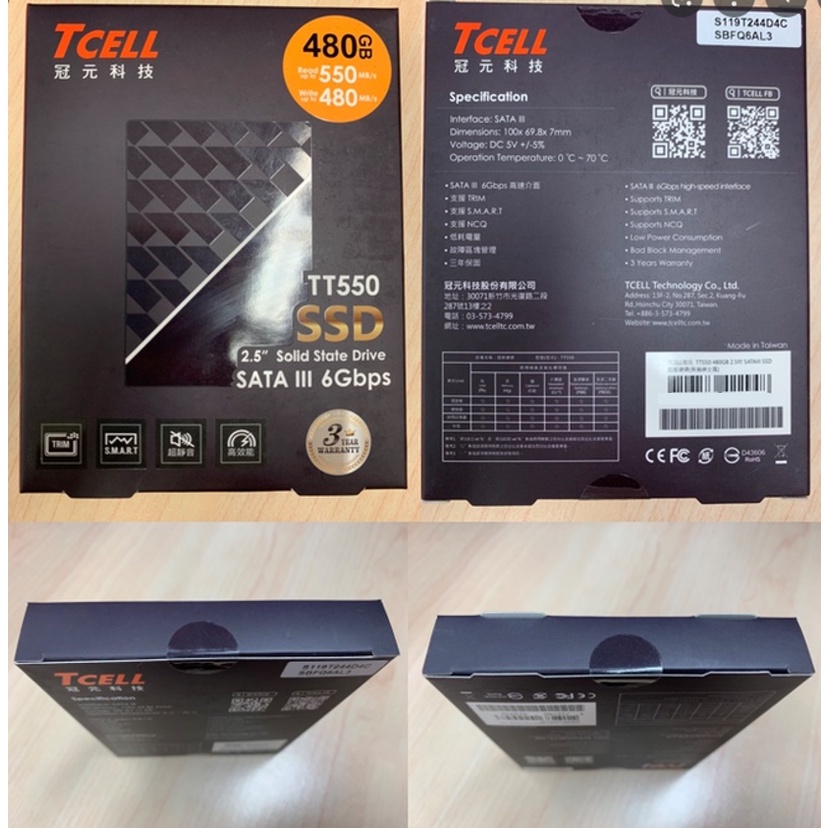 [全新品最低價] TCELL 冠元-TT550 480GB 2.5吋 SATAIII SSD固態硬碟 [原廠三年保固]