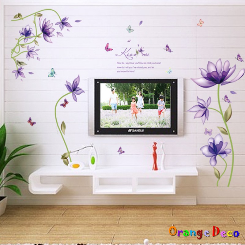 【橘果設計】紫色花 壁貼 牆貼 壁紙 DIY組合裝飾佈置