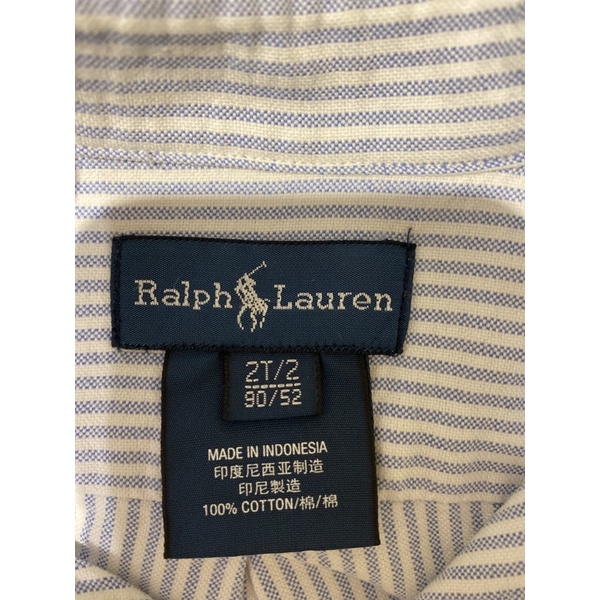 Ralph Lauren 藍白條紋襯衫 2T 90CM 超美超讚 polo
