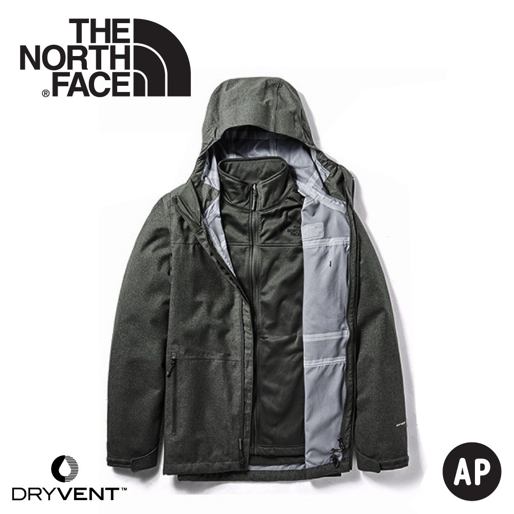 【The North Face 男 兩件式DryVent防水刷毛保暖外套《黑》】3VSI/防水外套/兩件式外套/悠遊山水