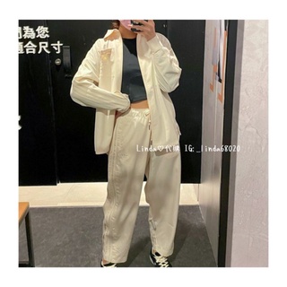 Linda❤️代購 Adidas女外套 米白色 拉鏈 長版 套裝 襯衫HF2011 長褲 排扣褲 HF2009
