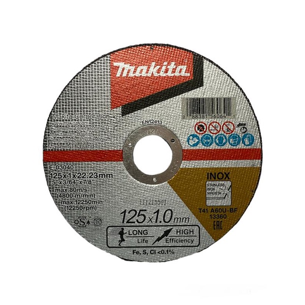 Makita 牧田 E-03040 白鐵用 5" 切斷砂輪片 125X1X22.23mm 不鏽鋼切片 砂輪切片 一片