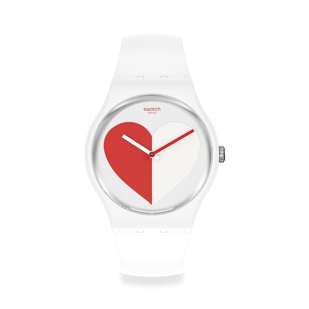 【SWATCH】New Gent 手錶 HALF <3 RED 情人節 41mm 瑞士錶 SO29Z113 love