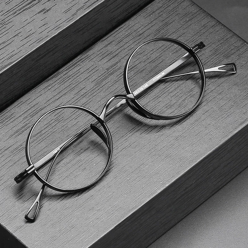 時尚鈦金屬眼鏡框男士復古小圓形眼鏡框光學近視眼鏡女士復古眼鏡