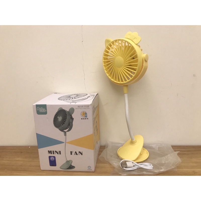 佰零小舖-MINI 電風扇-旅遊隨身帶電風扇、三段變速、mini涼感風扇、黃色款（高30 cm)生活用品系列