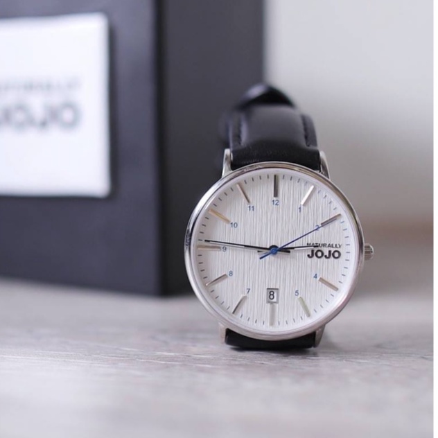 NATURALLY JOJO 簡約經典腕錶-白x黑色皮革/42mm(JO96898-80M)