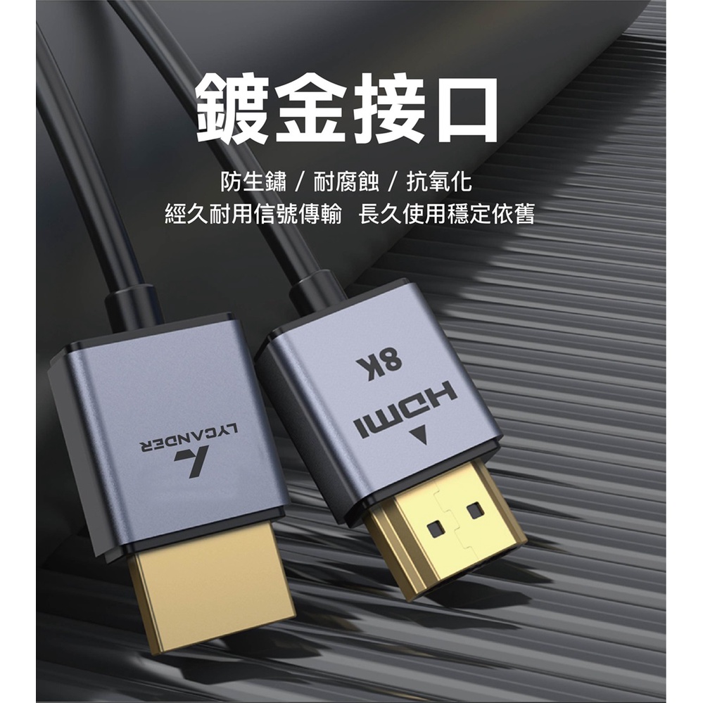 Lycander HDMI 2.1 8K高畫質極細認證影音傳輸線 1.5M  LY-TS8K150