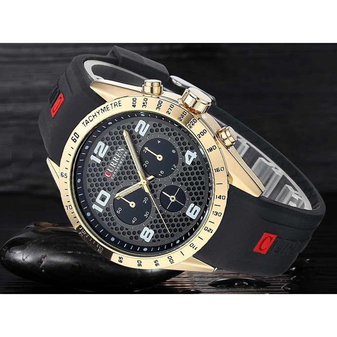 卡瑞恩CURREN經典賽車錶盤皮製錶帶時尚石英手錶【SB008167】