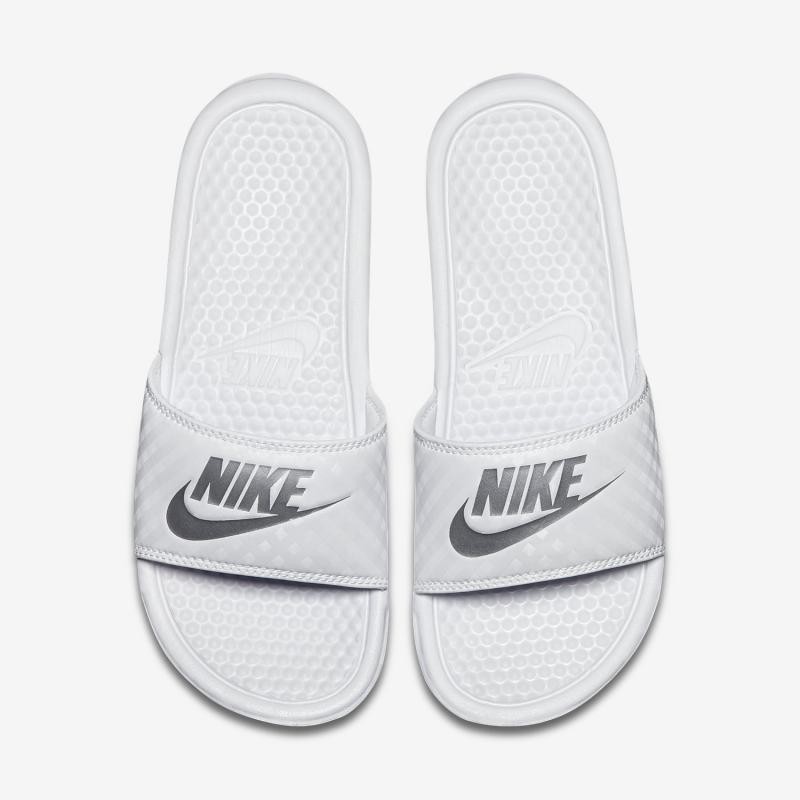 Nike Benassi Swoosh JDI 女款拖鞋 全白 銀勾 拖鞋 壓紋 343881-102