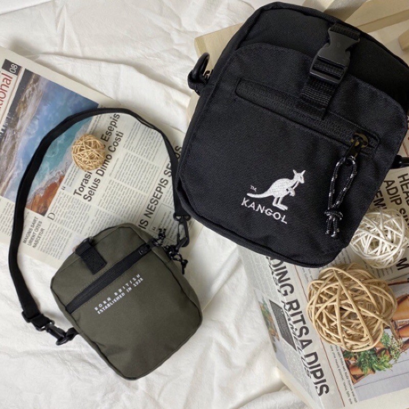 KANGOL小行星側背包（全新）黑色