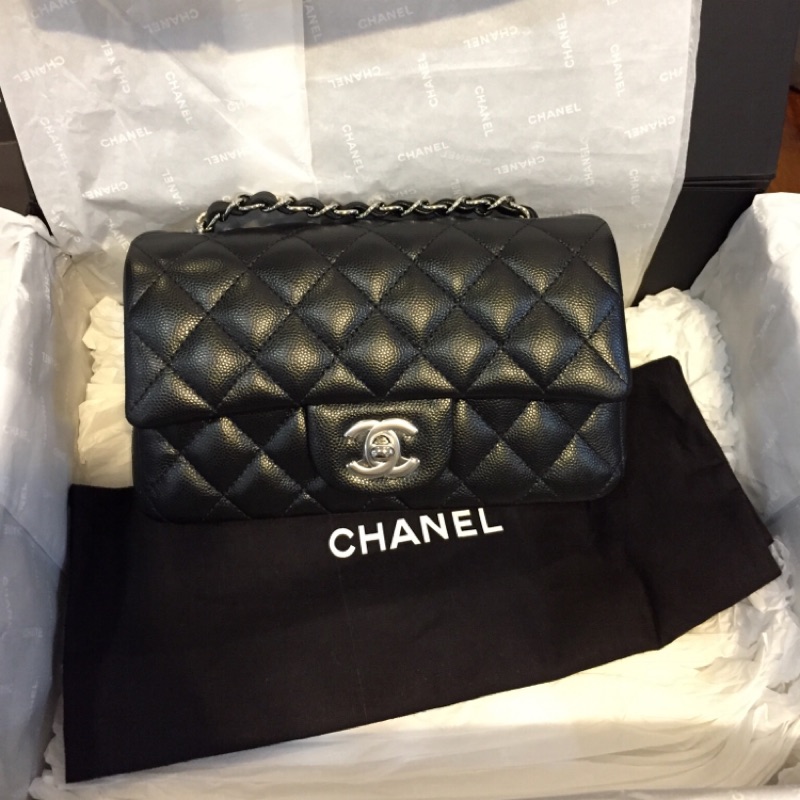 Chanel Mini Coco 20 荔枝牛皮銀鍊 新款 全新全配