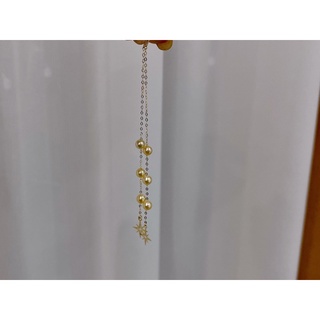最新款，G18k金🌟星星耳環，3-4mm日本akoya香檳金珍珠，高階感香檳金，珠光璀璨，手工製作