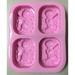 《皂雲》4孔 方形天使 手工皂模具 矽膠模具