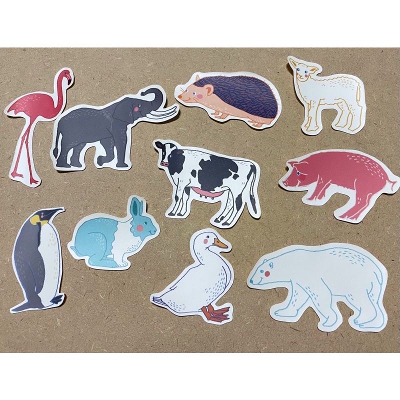 10張可愛動物插畫文創貼紙