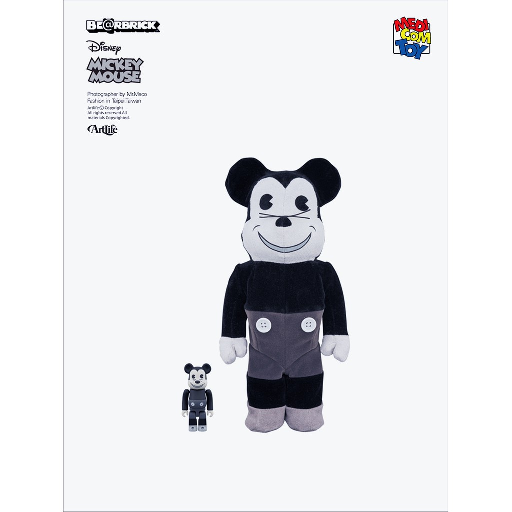 ArtLife @ MEDICOM BE@RBRICK 100+400% MICKEY B&amp;W ver 黑白復古 老米奇