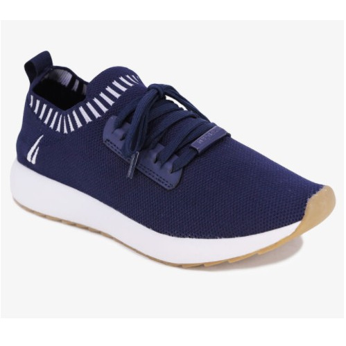 【NAUTICA】條紋飾邊梭織運動鞋（深藍色、25cm*1）－ZFN062