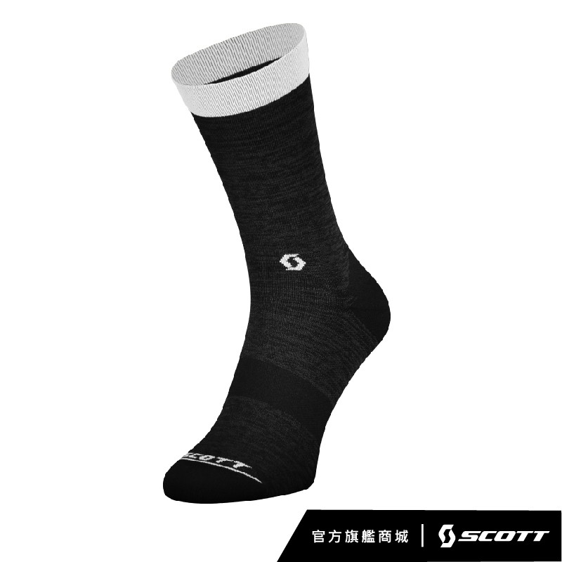 SCOTT TRAIL CREW SOCKS 經典中筒型自行車襪-dark grey/white