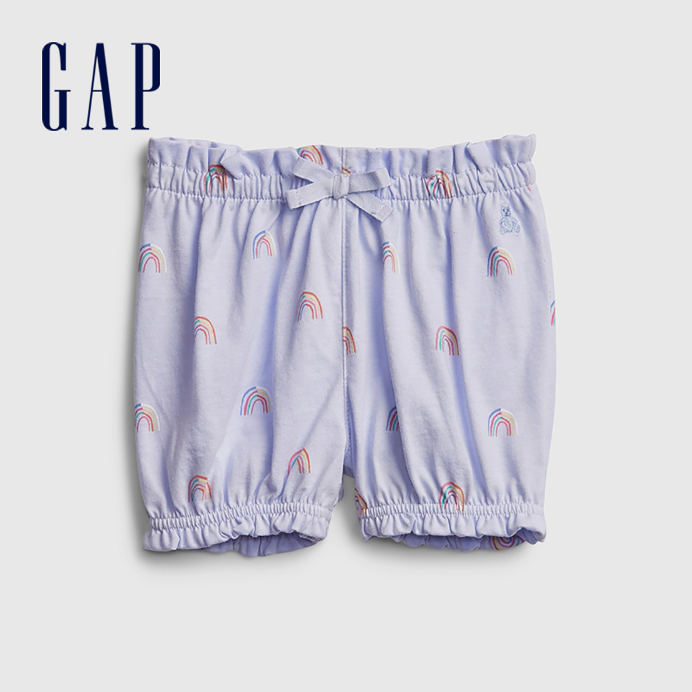 Gap 嬰兒裝 純棉印花鬆緊短褲 布萊納系列-淡紫色(669595)