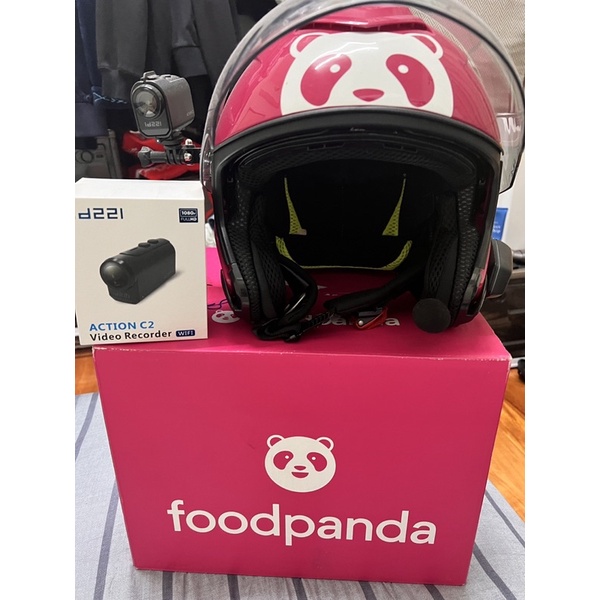 foodpanda安全帽 買到直接開工 行車記錄器+藍牙耳機麥克風