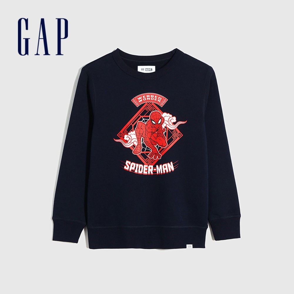 Gap 男童裝 Gap x Marvel漫威聯名 大學T-藏青色(657565)