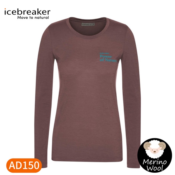 【Icebreaker 女 Tech Lite II 圓領長袖上衣《天然力量/肉桂深褐》】0A59IT/內層衣/薄長袖