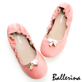 Ballerina-全真皮金屬墜飾娃娃鞋-粉【BD400251IK】