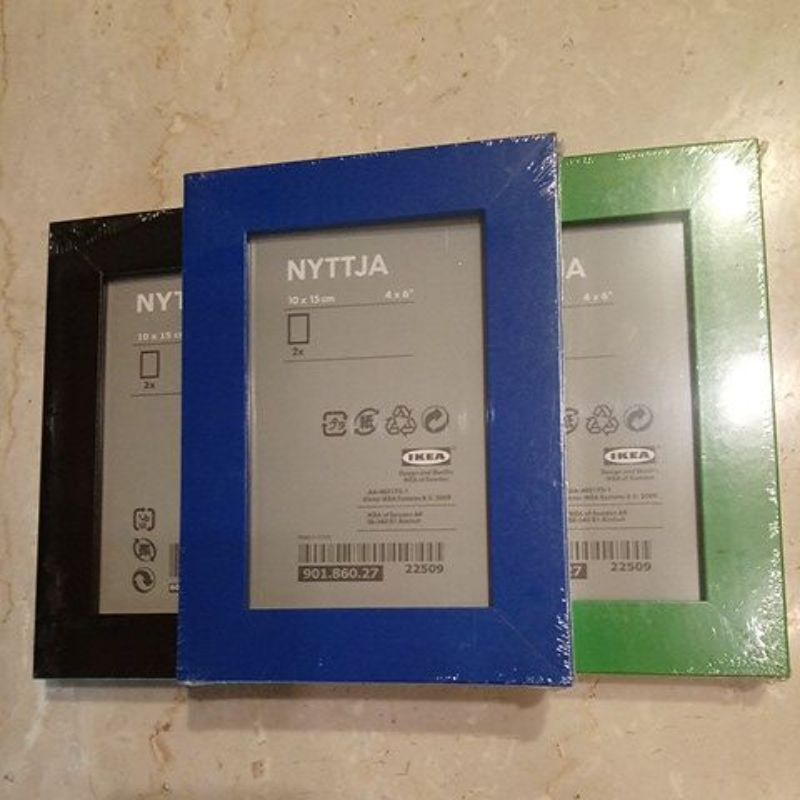 IKEA NYTTJA 相框 畫框 單色2入組 黑色/藍色/綠色/木質相框