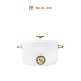 NICONICO 2.7L日式美型陶瓷料理鍋 不沾鍋塗層 2檔火力調整 多種烹調方式 透明鍋蓋 NI-GP932