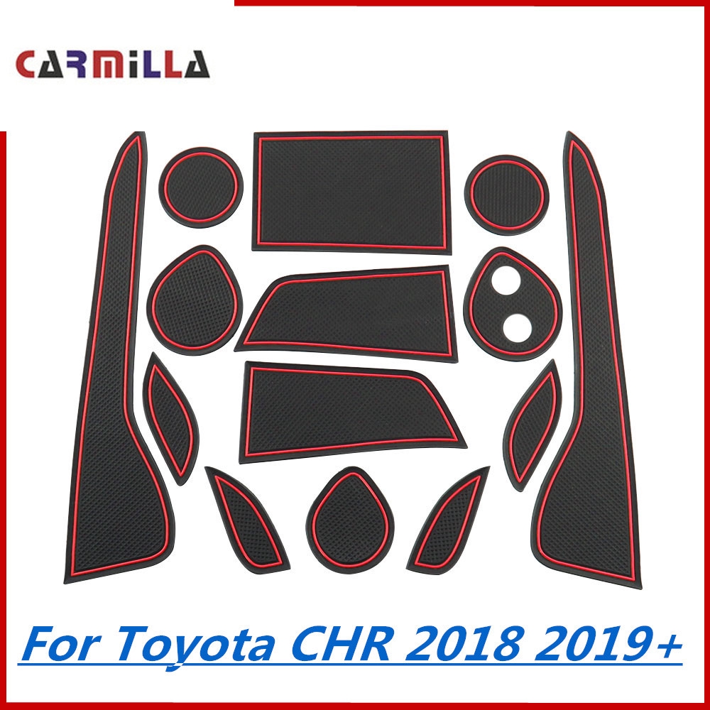 適用於豐田 CHR C-HR 2018 2019 2020+汽車內橡膠門插槽墊杯墊硅膠一套