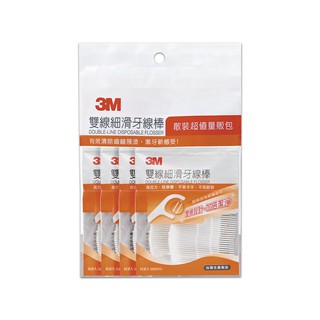 【5%蝦幣回饋/附發票】3M 雙線細滑牙線棒 量販包 32支x4包(共128支)