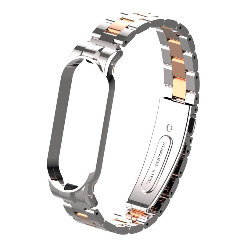 小米手環5威尼斯精鋼雙色撞色三珠錶帶腕帶金屬錶帶-雙色系列 現貨 廠商直送