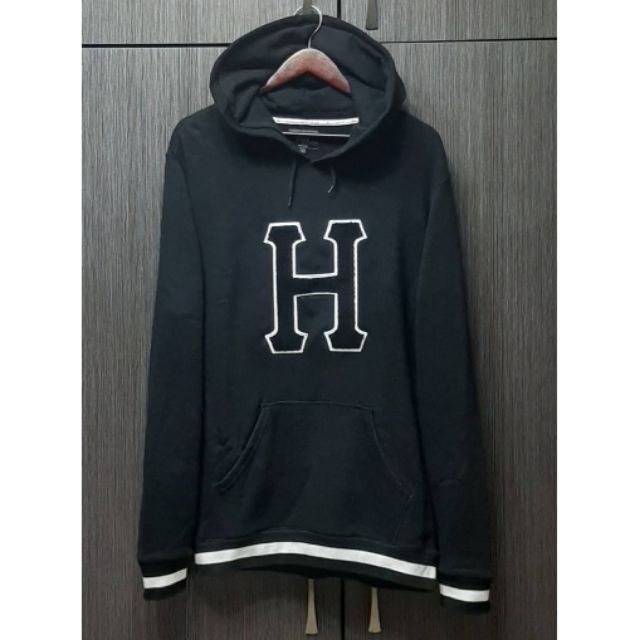 美國滑板品牌正品HUF 男黑色連帽T恤L