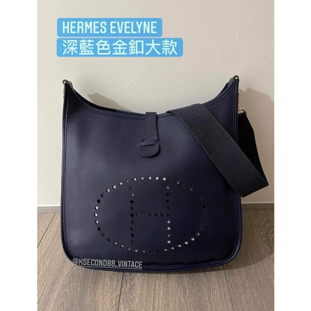 Hermes Evelyne GM 深藍色金釦