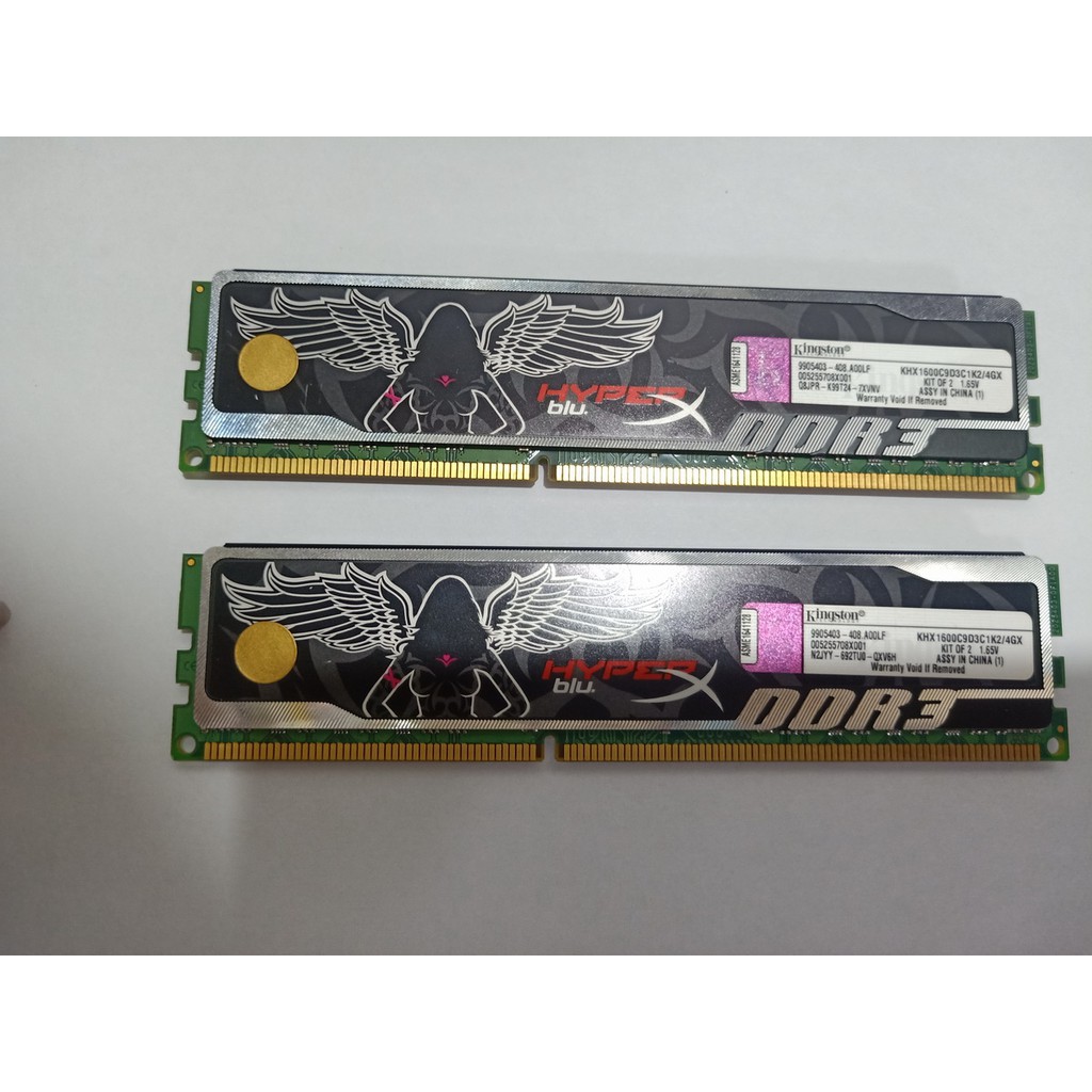 金士頓-DDR3-1600-2G-KHX1600C9D3C1K2/4GX記憶體*2