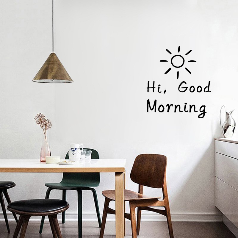 五象設計 精雕牆貼191 Diy 壁貼太陽hi Good Morning 英文問候牆貼溫暖簡約貼紙臥室貼畫 蝦皮購物