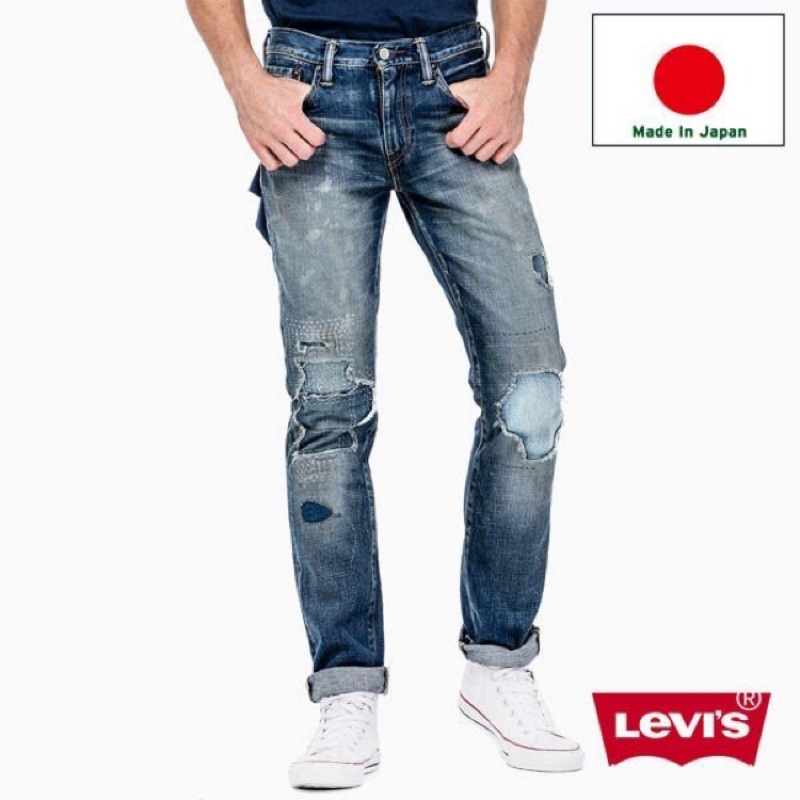近全新 Levis 牛仔褲 男款 / 511 W30 L34 低腰窄管 / MIJ日製 / 硬挺厚磅 破壞