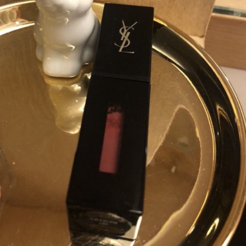 過期 YSL 奢華緞面漆光唇釉 #407 粉裸間奏 乾燥玫瑰色 專櫃斷貨王