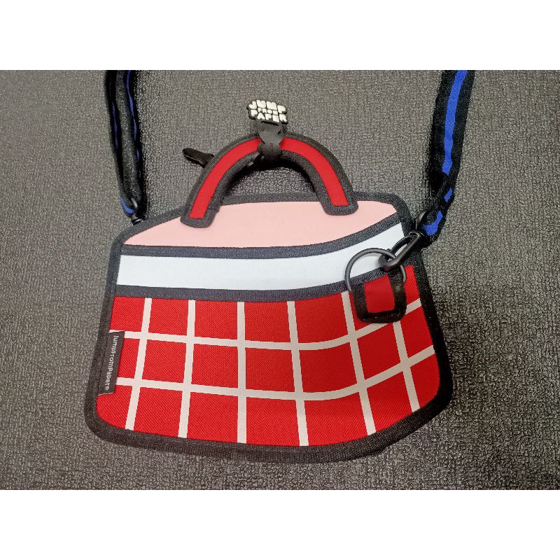 【JumpFromPaper】 ⛄八成新 2D包 紅色格紋野餐包(肩背包 斜背包 側背包 手提包)