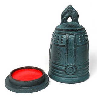 日本高岡銅器 吊鐘 朱肉印泥盒 鑄鐵印泥打印臺 手工精緻工藝品 日本製 文房 文鎮 風水擺飾 福介商店
