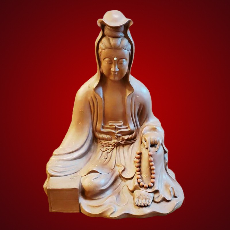 骨董品 紫砂彫•彌勒菩薩像(紫清水泥)