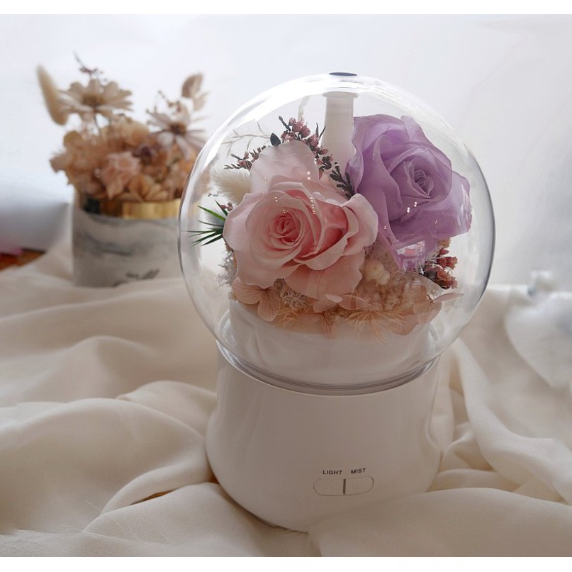 Miss 花謎 永生花香氛機薰香機水氧機夜燈附禮盒香氛情人生日乾燥花 蝦皮購物