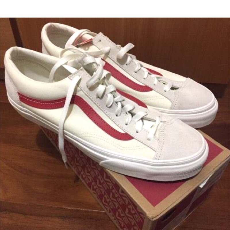 全新品 正品VANS OG STYLE 36 LX OLD SKOOL米白/紅 男女情侶GD 權志龍同款紅翻麂皮 滑板鞋