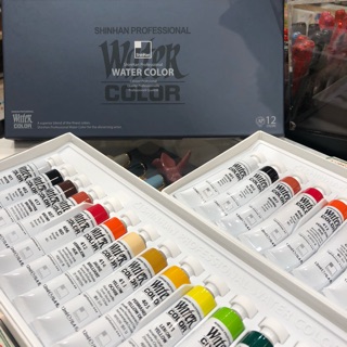 百色美術 新韓學生級透明水彩 12色、18色盒裝