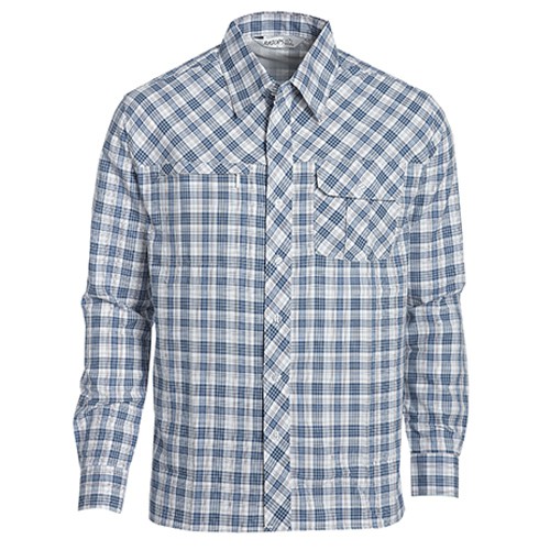 瑞多仕 DA2311 男涼感格子襯衫(長袖)  米白色/藍灰色