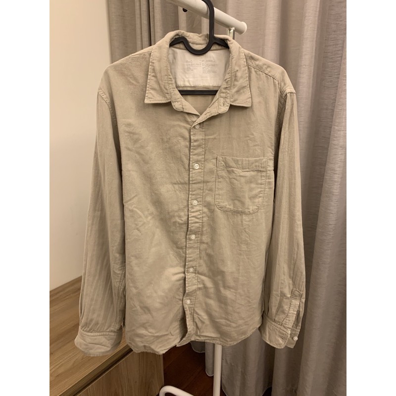 無印良品 男有機棉二重紗織襯衫嫩綠l號 蝦皮購物