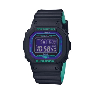 【CASIO G-SHOCK】霓虹撞色藍芽太陽能電波運動腕錶-霓虹藍x黑 GW-B5600BL-1