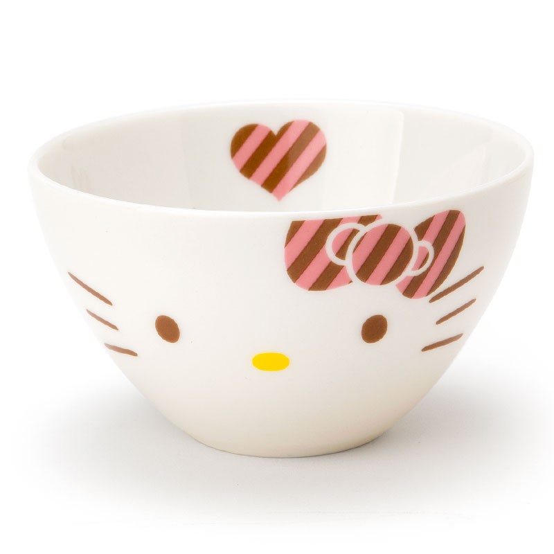 哇哈哈日本代購 現貨 日本製 Hello Kitty 凱蒂貓 橫條紋蝴蝶結陶瓷小碗