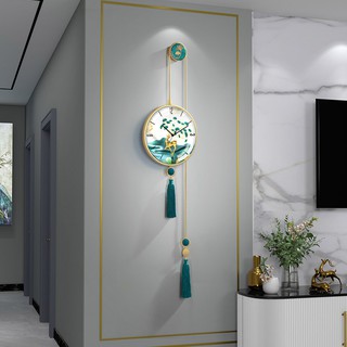 德信鐘錶/好寓意新中式掛鐘家用客廳裝飾鐘表時尚大氣創意掛墻靜音石英時鐘
