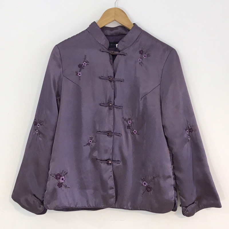 Deep Purple 義大利製 光澤緞面刺繡中國風外套
