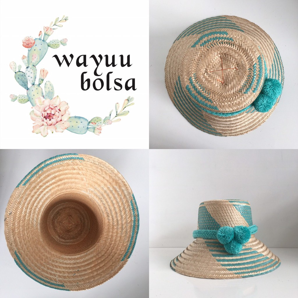 WAYUU BOLSA 三球球帽飾款草帽 (0500G) 獨家款 現貨哥倫比亞直送 印地安 瓦尤 草帽 手工編織瓦尤帽飾